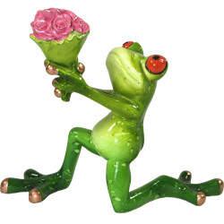 Figurka żaba z kwiatami...